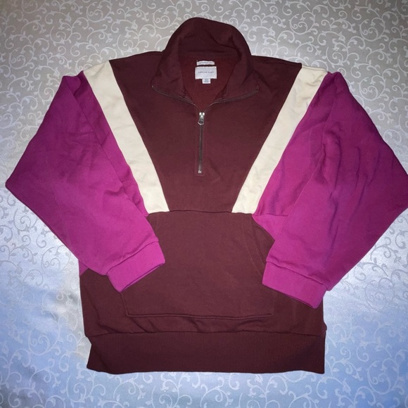 American Eagle Quarter Zip Tri-Color Sweatshirt And Matching Socks - Picture 2 of 16